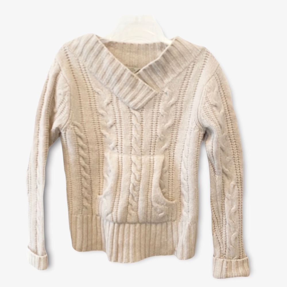 Vintage Eastern Mountain Sport V-Neck Cable Knit Sweater Sz M